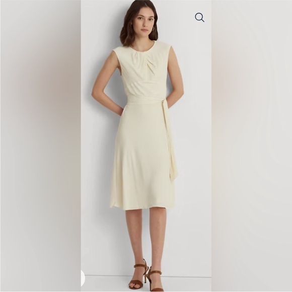 Ralph Lauren Cream occasion/ cocktail Midi Dress woman’s sz 10 - Picture 1 of 13